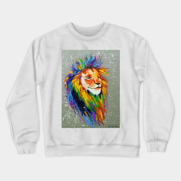 Rainbow Lion Crewneck Sweatshirt by OLHADARCHUKART